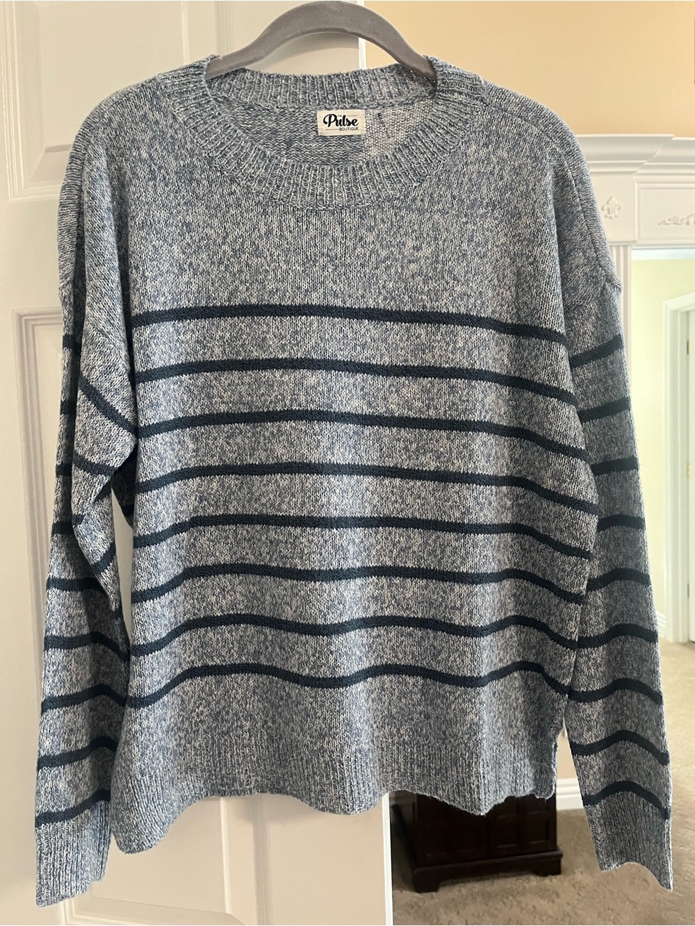 Pulse Blue Striped Crewneck Sweater